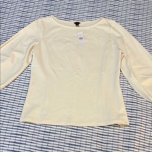 Ann Taylor Cream Fitted 3/4 Sleeve Blouse